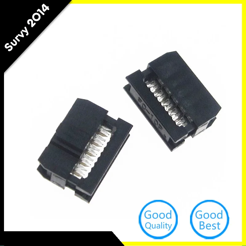 10Pcs 2.54mm Pitch 2x5 Pin 10 Pin IDC FC Female Header Socket Connector FC-10