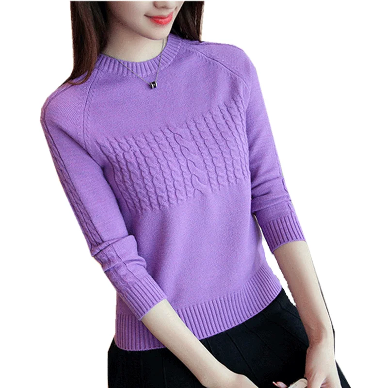 2017 Invierno Para Mujer Suéter tejido femenino color puro