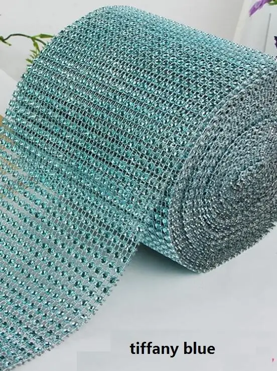 tiffany blue 10yard/roll 4,7" 24 строк искусственный алмаз сетки ярдов Обёрточная бумага тесьма со стразами украшения из кристаллов Обёрточная бумага искристый Блестящий ленты Свадебный декор - Цвет: tiffany blue