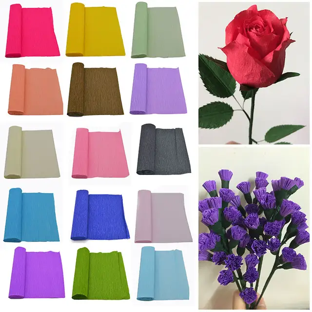 250x25cm 1 roll diy flower making crepe papers wrapping flowers gifts packing material handmade diy wrapping paper craft decor making flower with crepe paper