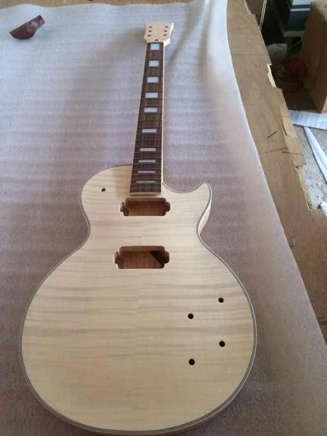 Белый без лакировки незавершенный электрогитара корпус с шеей, LP Тип отличное качество гитары DIY