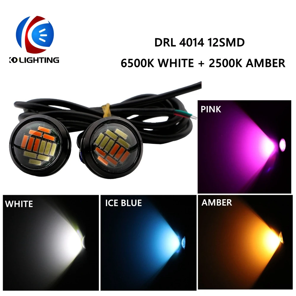 KD 1 пар/лот ДХО &quotОрлиный глаз&quot 4014 12SMD светодиодный 23 мм белый поворотный желтый