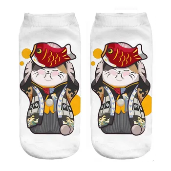 

RUNNING CHICK JAP style cat 3d print funny socks wholesales