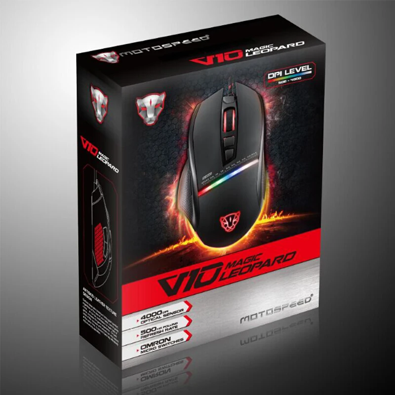 Motospeed V10 Проводная игровая мышь USB светодиодсветодиодный оптическая геймерская