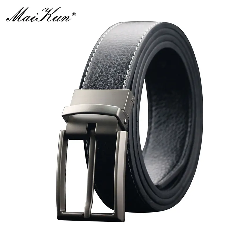 Maikun Belts for Men Luxury Reversible Pin Buckle Male Belt Fashion Men Genuine Leather Belts For Jeans