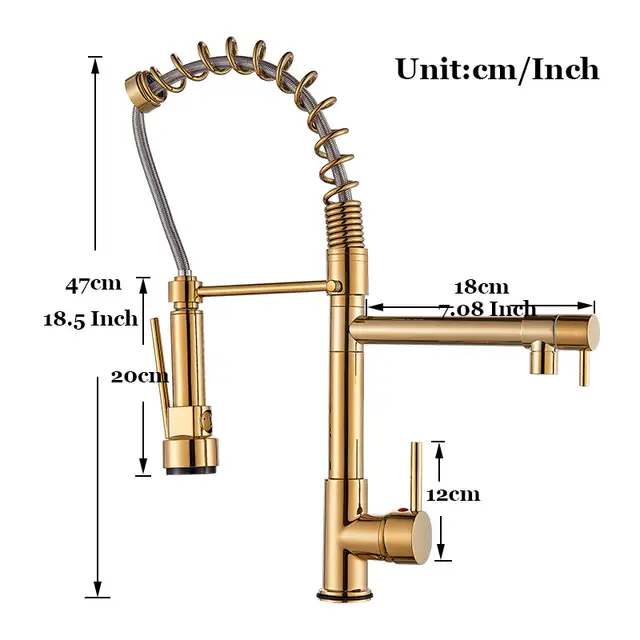Ulgksd Drop Shipping Gold Spring Pull Down Kitchen Faucet