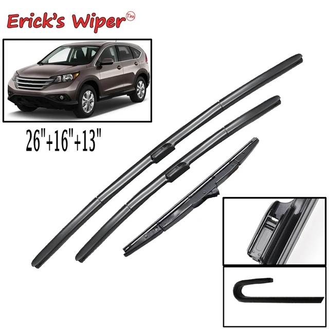 Erick's Wiper Front + Rear Wiper Blades Set Kit For Honda CRV CR V 2012 2016 (4th generation 2013 Honda Cr V Windshield Wiper Size