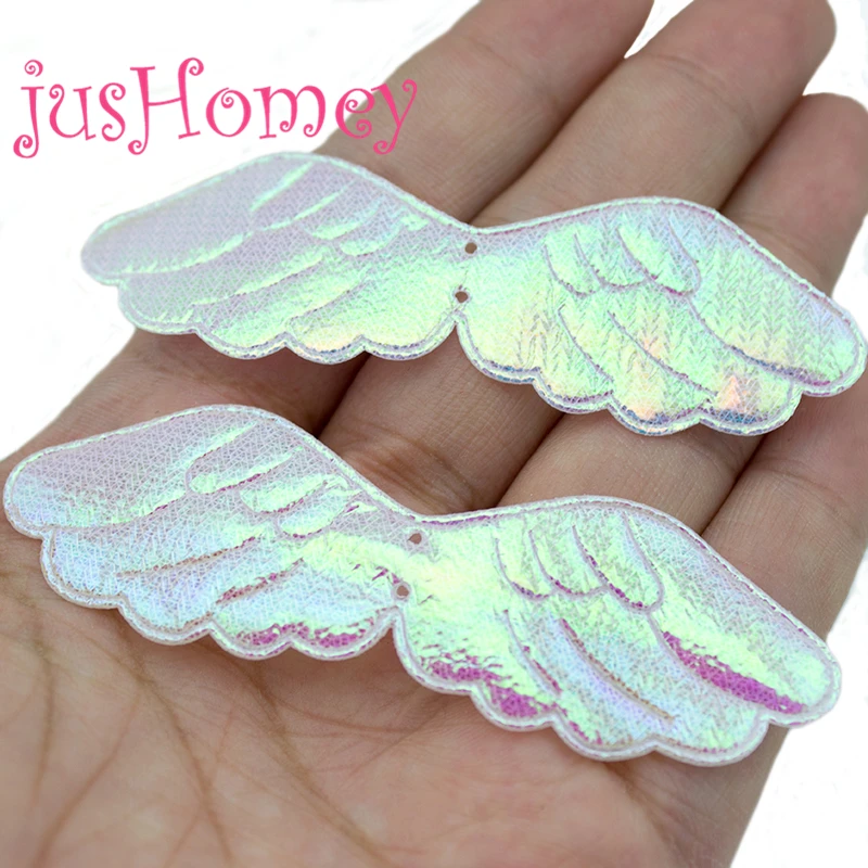 50PCS Iridescent Fabric Angel Wings Pink White Color Embossed Angel
