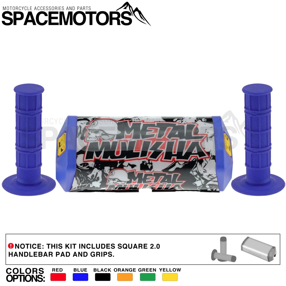 Square 2.0 Handlebar pad + Waffle silicone MX Grips kit for motorcycle