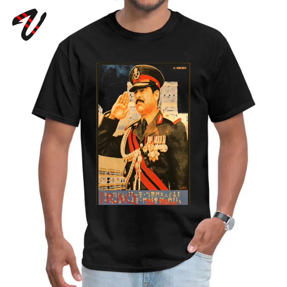 Male Newest Tops Shirts Crew Neck Thanksgiving Day 100% Cotton Fabric T Shirt Design Short Sleeve Saddam Propaganda T Shirts Saddam Propaganda7354 black