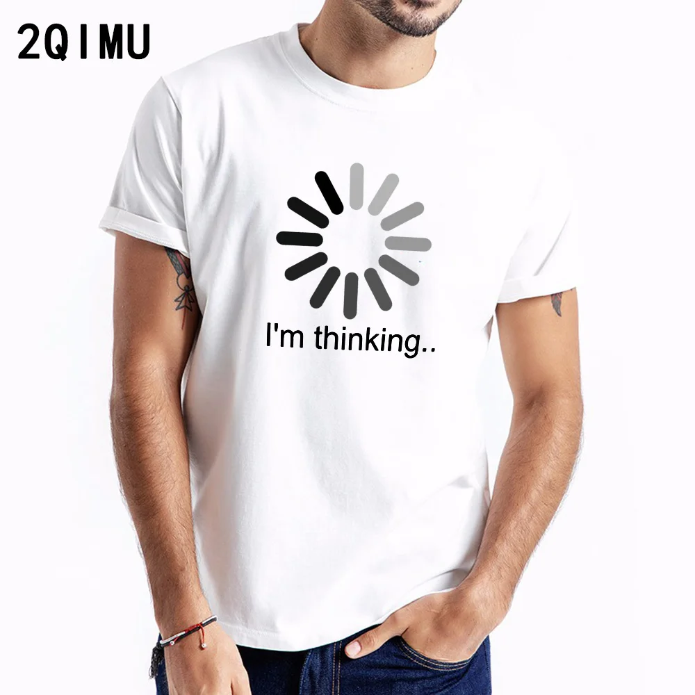 

2QIMU Men T shirt 2019 Casual O-Neck Natural Summer Men Clothes 2019 Cotton Fashion Loose Print Short Sleeve Top Tees Tshirt