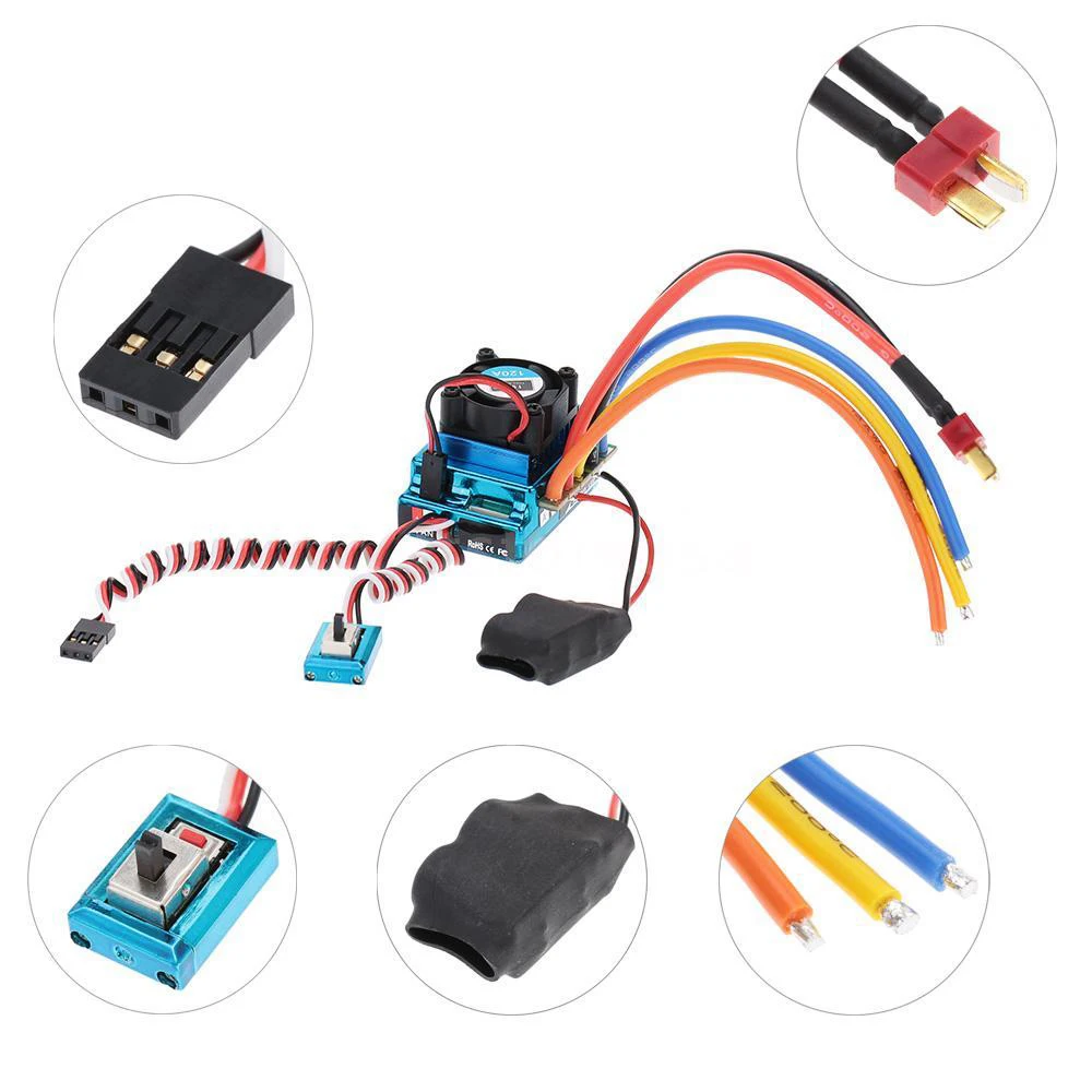 

New 120A Sensored Brushless Speed Controller ESC for RC 1/8 1/10 1/12 Car Crawler