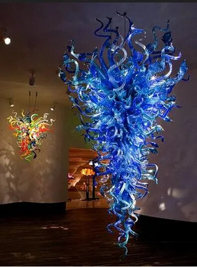 

Luxury Chandelier Art Decor Style in Blue Hand Blown Glass Chandelier Lighting with Led Bulbs