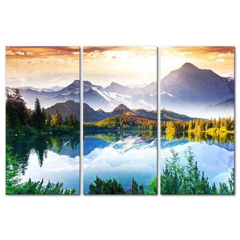 

Mountain Lake Beauty World Landscape Diamond Painting Embroidery Beaded Cross Stitch Full Round Diamond Needlework Wall Decor