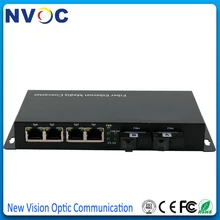 1000M SM Simplex 2 SC Порты и разъёмы сбоку+ 10/100/1000 м 4RJ45 20 км внешнего Питание, медиа-конвертер Gigabit Ethernet конвертер, евро зарядка