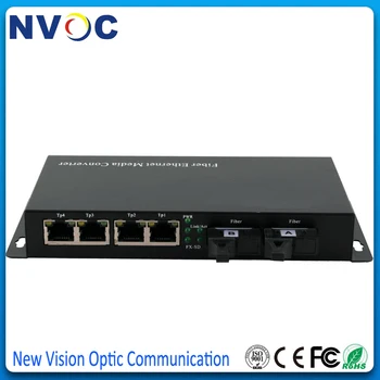 

1000M SM Simplex 2 SC Port A Side+10/100/1000M 4RJ45 20KM External Power Supply,Gigabit Ethernet Media Converter,Euro Charger