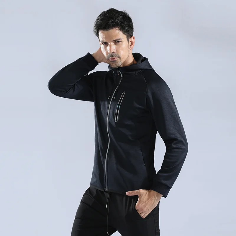 2018 Winter Men Running Jackets Zipper Soccer Basketball Sport Jackets Hooded Running Football