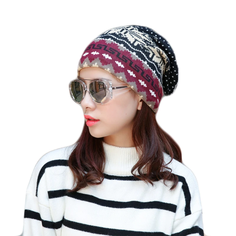 Autumn Winter Hats For Men Skullies Beanies Women Fashion Cotton Snowflake Deer Pattern Girls Cap Unisex Elasticity Knit Caps