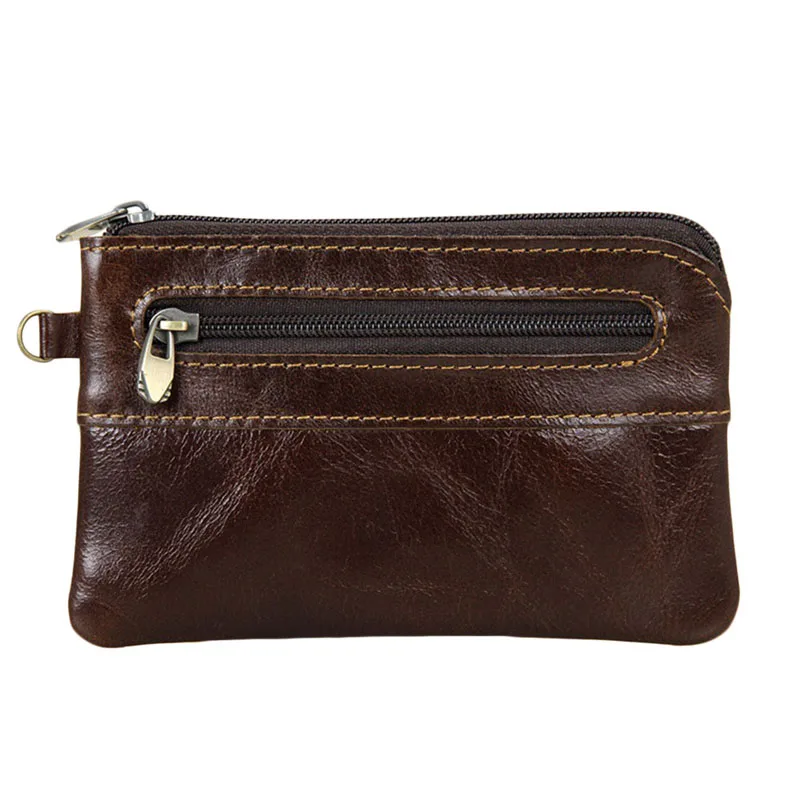 

1Pc Men's Women's Coin Purse Zipper Wallet Card Holder Vintage Retro Coin Purse Genuine Leather