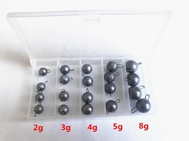 US $7.85 20pcs/1 set metal Jig lead head Deep Water Bullet Weight Match crank hook Sinker Soft Lure Fishing 