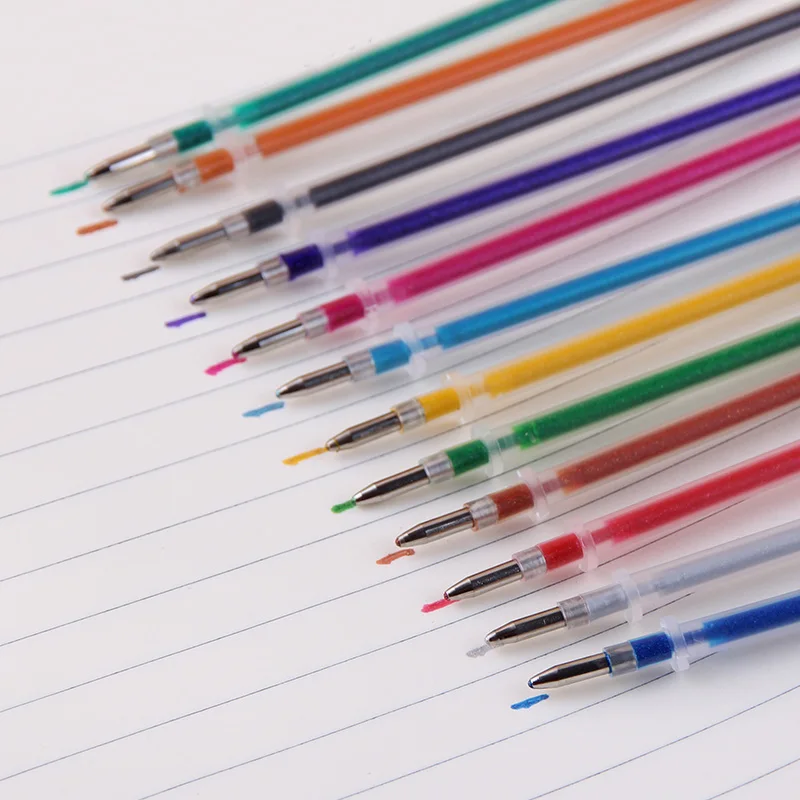 12,24, 36,48 цветов набор флэш шариковая гелевая ручка текстовыделители заправка цвет полный сверкающие заправки живопись шариковая ручка