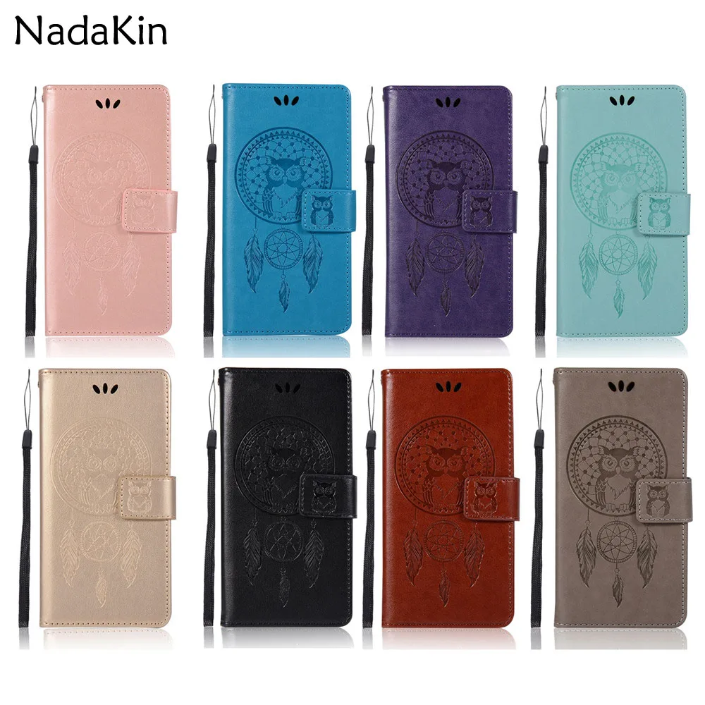 

for Huawei Honor 8X Mate 20 Lite Pro P Smart Plus Nova 3i Leather Phone Case Flip Wallet Book Cover Shell Embossed Owl Card Slot