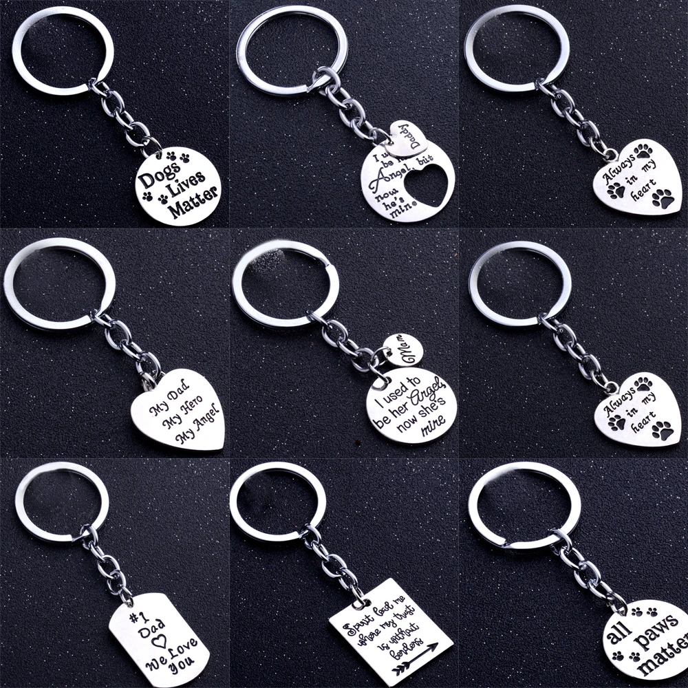Paws Keyring Necklace Love Heart Pendants Charm Dog Tag Pet Gift Keychain Silver Paws Keyring Necklace Love Heart Pendants Charm Dog Tag Pet Gift Keychain Silver