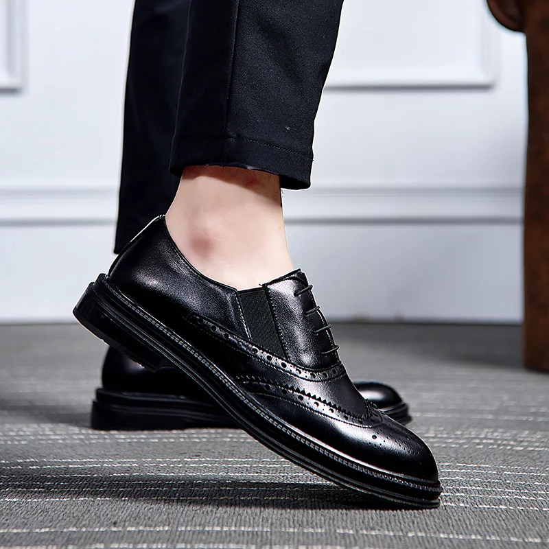 

Leather Men Flats Shoes Hand Sewing Men Oxfords wedding party Zapatos Hombres Trendy Men Leather business dress Shoes men L4