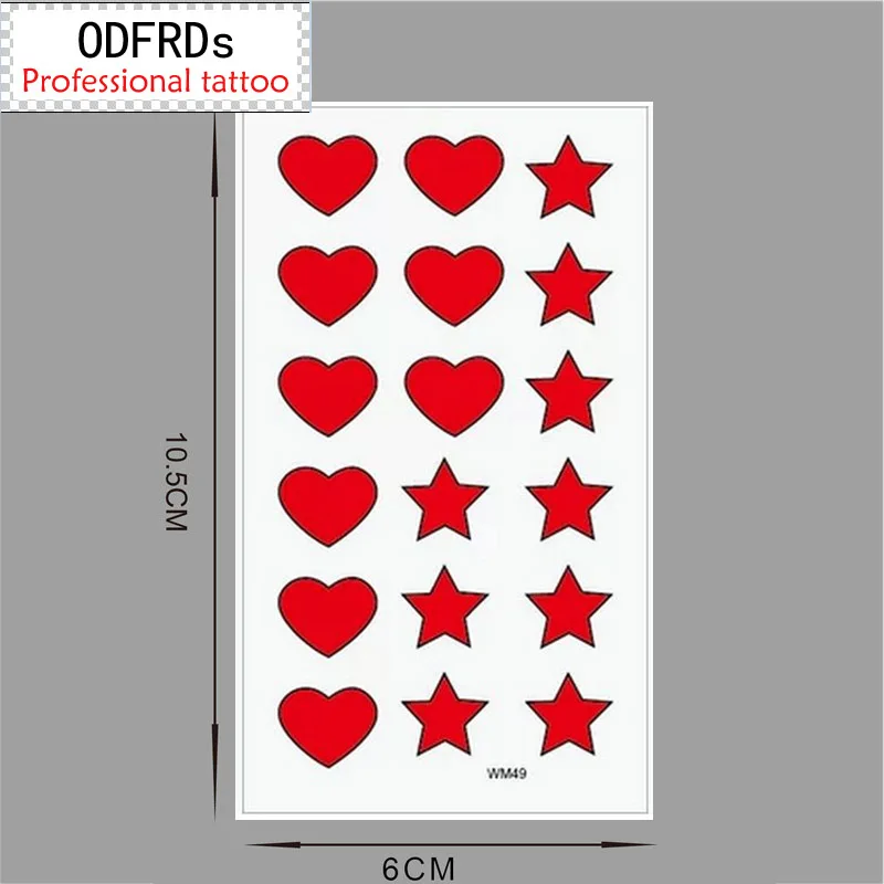 

(Min order $0.5) Temporary Tattoo For Man Woman Waterproof Stickers makeup maquiagem make up red heart and star tattoo WM059