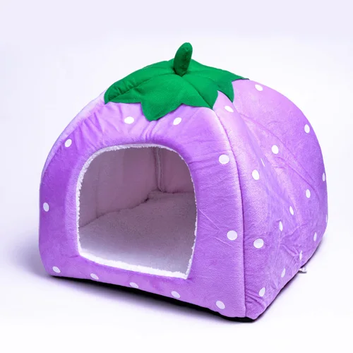 Зимняя кровать для собак, теплая мягкая Водонепроницаемая Конура, гнездо для питомника с ковриком для маленьких средних собак, кошек - Цвет: Purple
