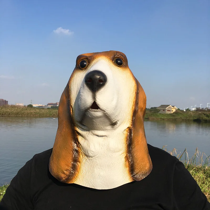 Funny Dog Halloween Cosplay Tier Hund Emoji Masken Creepy Full Face