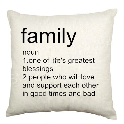 New Family Definition Cushion Cover Velvet Family Decorative Throw