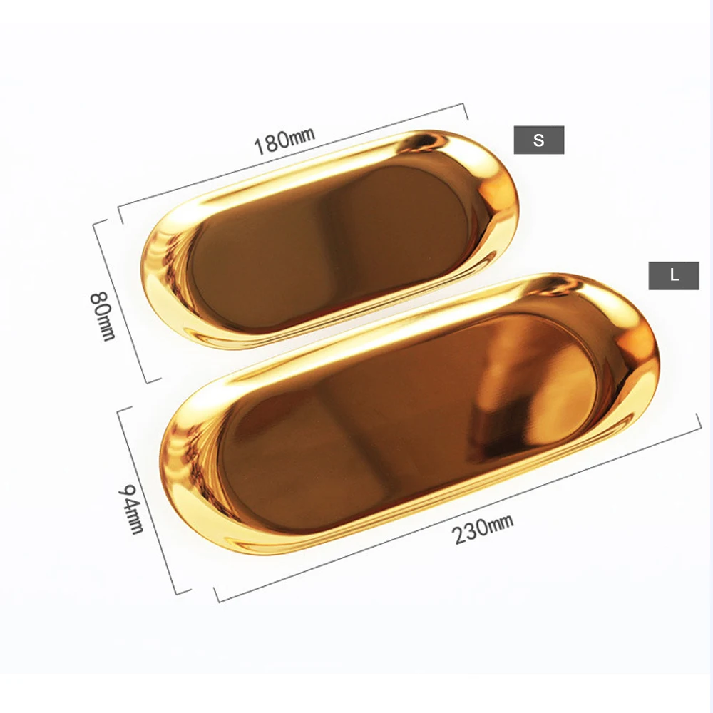 Металлический поднос для хранения тарелка для полотенец овальная Золотая из меди и нержавеющей стали шкатулка для украшений мелкие предметы десертная тарелка декоративное изделие