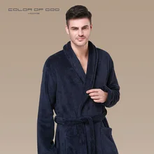 Winter Men Flannel Bathrobe Lapel Thick Bath Robe Belt Pajamas For Men Comfort Pijama Hombre Badjas Long-sleeve Kimono Sleepwear