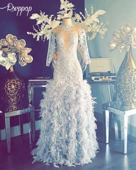 

Luxury Long Prom Dresses 2020 Sexy See Through Long Sleeve Beaded Lace Spring Silver African Black Girl Women Prom Gown