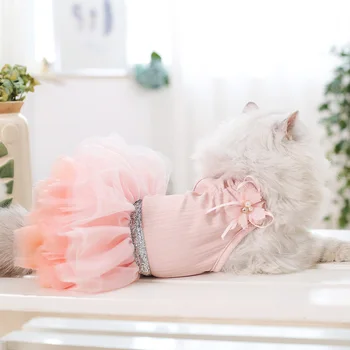 

Colourful vest cat clothes summer thin gauze dress princess dress cute doll beautiful short cat clothes