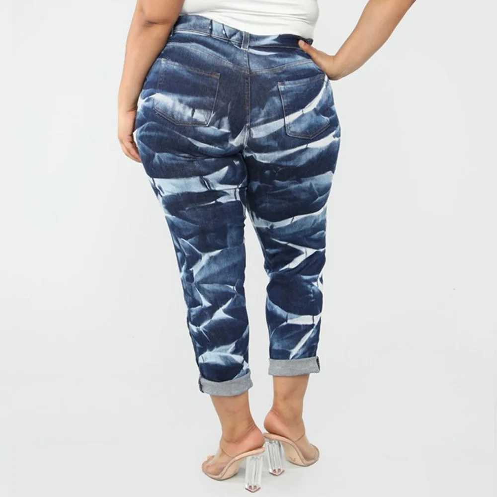 Wipalo, женская уличная одежда размера плюс 5XL, узкие джинсы со снежинками, с высокой талией, Стрейчевые узкие брюки, девятые повседневные женские джинсы