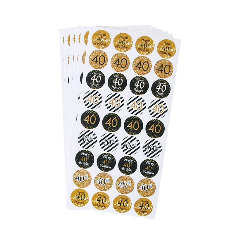 6 Page Happy 30/40/50 Birthday Paper Sticker 30 40 50 Year Old Event Party Gift and Candy Food Stickers Anniversary Party Decor