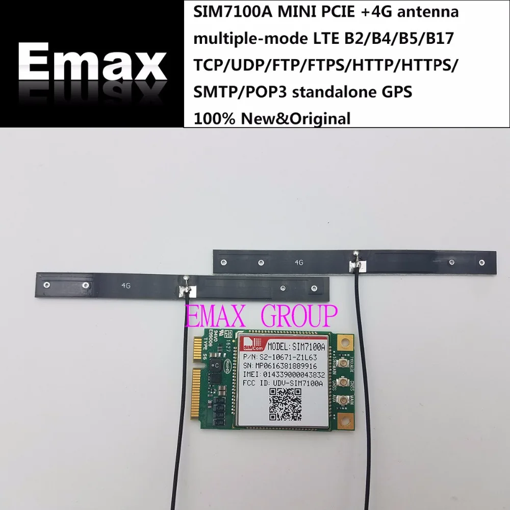 SIM7100A MINI PCIE + 4G антенна многорежимная LTE B2/B4/B5/B17 TCP/UDP/FTP/FTPS/HTTP/HTTPS/SMTP/POP3 автономный GPS