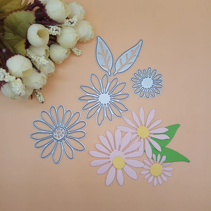 

Sunflower rose floral Leaves Leaf Cutting Dies knife mold Scrapbooking Dies Metal Embossing Stamps and die for Card Making DIY