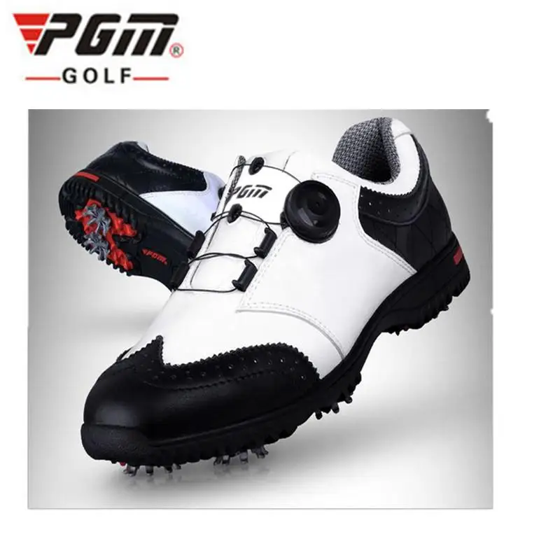 Pgm الغولف رياضة جلد طبيعي تنفس للماء أحذية الجولف الرجال المنقول لينة سبايك أحذية الجولف مع الأربطة الدورية جهاز