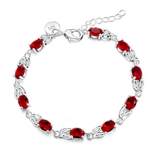 JEXXI New Arrival Silver Chain with African AAA Crystal Oval CZ Diamond Stone Bracelet Bangle Female Party Accessories
