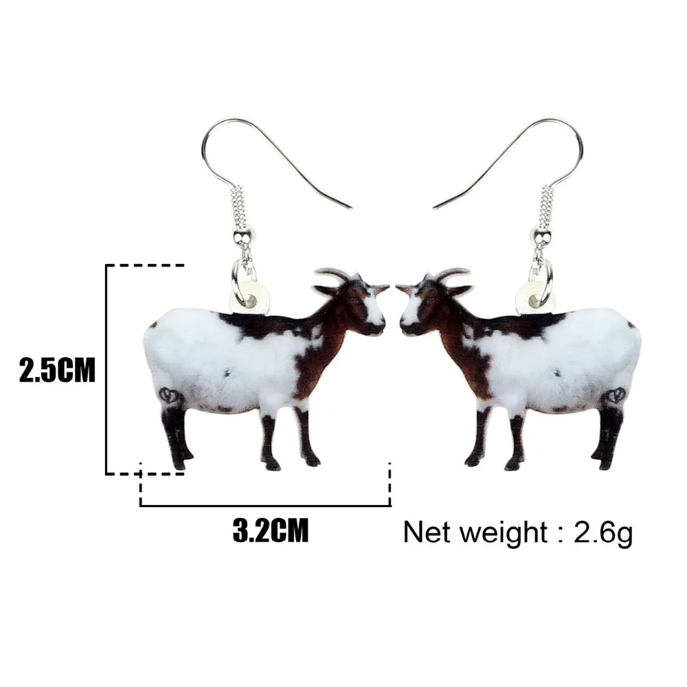 Bonsny Acrylic Black White Goat Earrings Drop Dangle Fashion Animal Pet Jewelry For Women Girls Teens Gift Party Accessories - Image 5