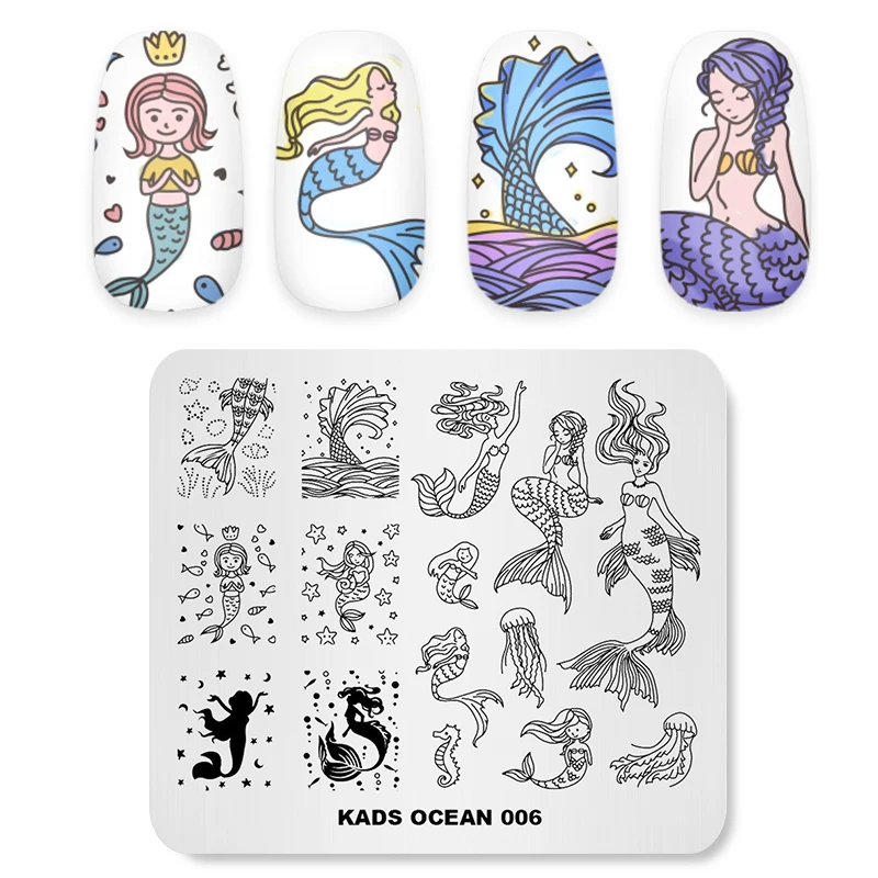 MISSGUOGUO Nail Stamping Plates Template Mermaid Fish Patterns DIY Designs Polish Manicure Stamper Plate | Красота и здоровье
