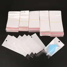 Emballage plastique blanc/transparent, emballage plastique blanc/transparent, pour la vente au détail, sac Poly à fermeture à glissière avec trou de suspension, 100 unités