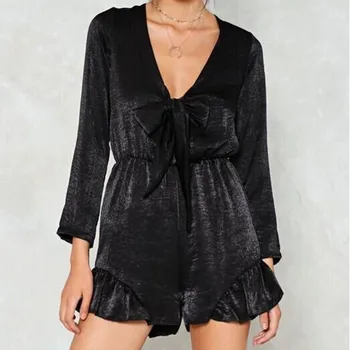 

2019 Women Casual V Neck Bowknot Solid Long Sleeve Jumpsuit Playsuit 3.22