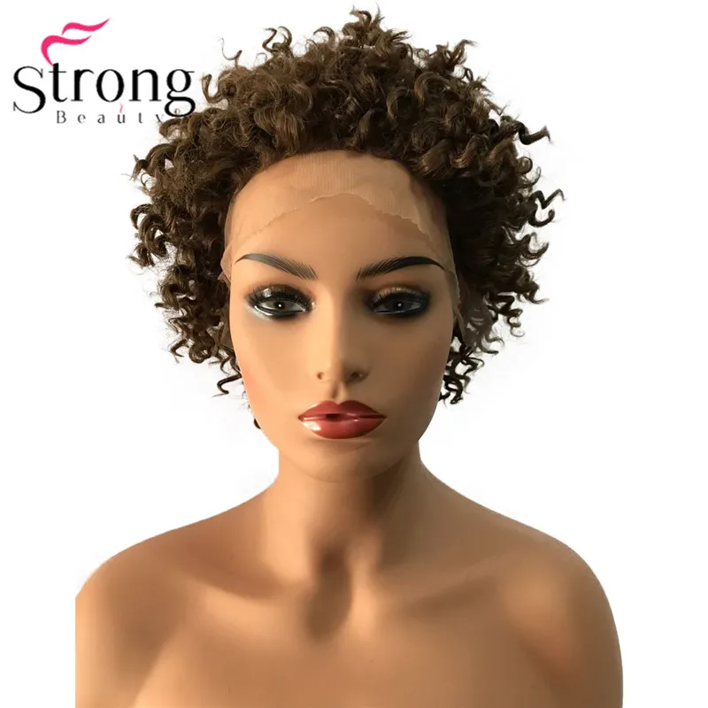 StrongBeauty кружевной передний короткий черный выделенный кудрявый афро высокий