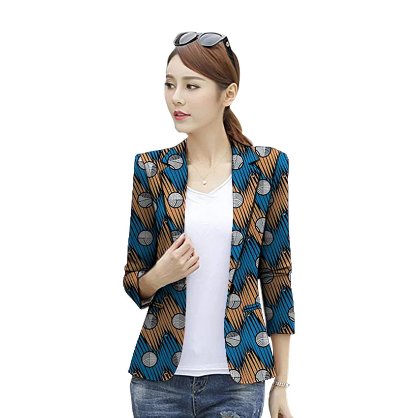 African clothes women's print blazers dashiki Ankara patterns fashion suit jackets custom made Three Quarter sleeve formal coat African clothes women's print blazers dashiki Ankara patterns fashion suit jackets custom made Three Quarter sleeve formal coat