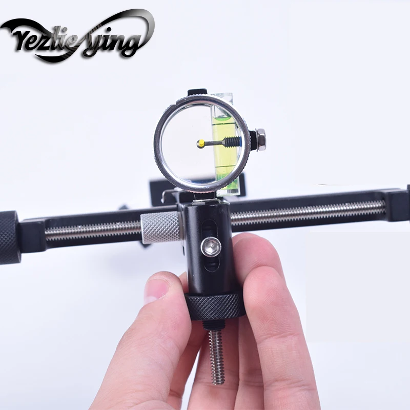

Composite bow and arrow aiming at sight pin long rod sight and lens 4 times with competitive archery aiming