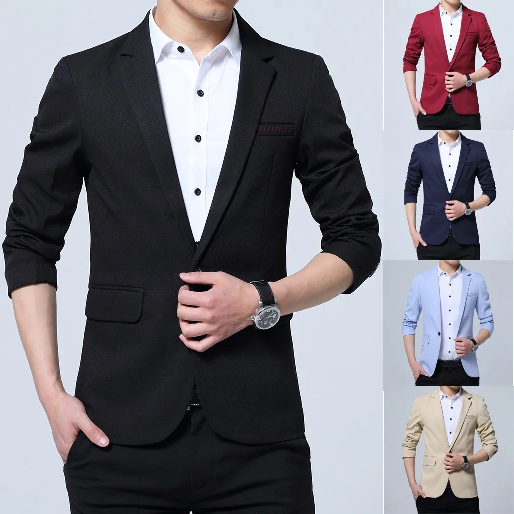 

Men's Fashion New Style One Button Suit For Self-Cultivation Business Coat